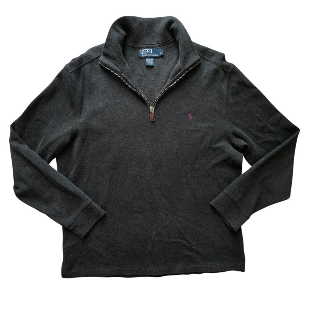Vintage Polo Ralph Lauren Navy Quarter Zip Sweater Mens Size Large